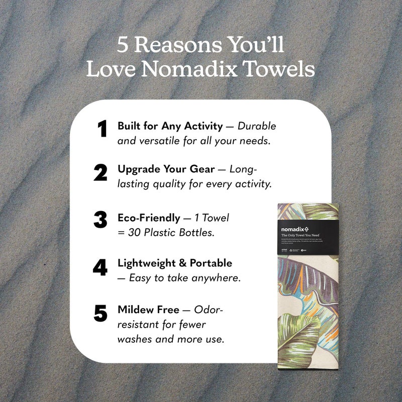 Nomadix Original Towel - Perfect for Beach, Pool, Travel, Camping, Yoga - Made with Recycled Materials - Super Absorbent - Sand Resistant - Banana Leaf Green - 72.5x30 - Image 2